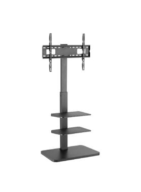 Lumi - Durable Double Shelf Floor TV Stand Black 40 kg
