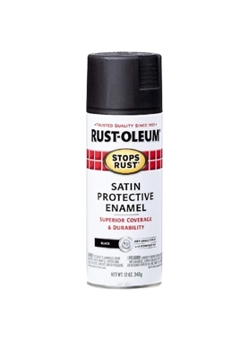 SPRAY PAINT STOPS RUST SATIN BLACK 12OZ