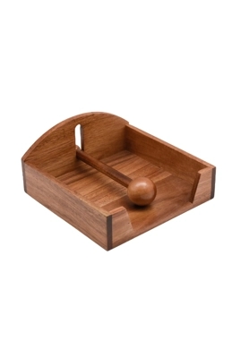 Bien Servi - Elegant and Durable Acacia Wood Tissue Box Brown 8.8 x 20.8 x 19 cm