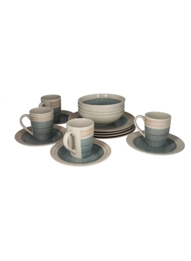 Bien Servi - 16-Piece Stripe Pattern Stoneware Dinner Set Multicolor 28.5 x 20 x 28 cm