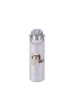 E&S Pets - Double Wall Vacuum Insulation Shih Tzu Printed Water Bottle Lilac 24 oz