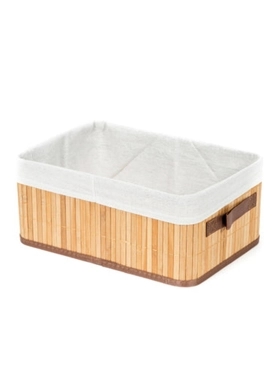 Compactor - Foldable Rectangular Bamboo Laundry Basket Beige and White 15 x 25 x 35 cm