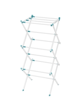 Black+Decker - Compact Extendable Clothes Airer White and Turquoise 44-76cm
