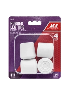 ACE RUBBER LEG TIP 4PCS. 1 IN. WHITE