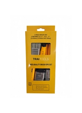 Traitools - 5-Piece Medium Quality Paint Brush Set Yellow and Black 3 x 11.5 x 27.5 cm