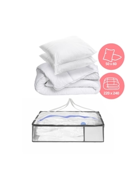 COMPACTOR - Soft and Luxurious King Duvet Inner with Pillow Set White 65 x 45 x 15 cm