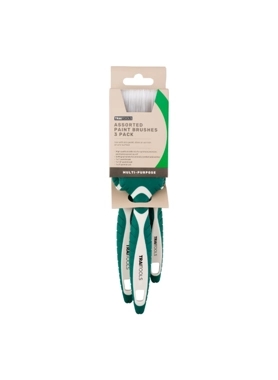 Traitools - 3-Piece Multi-Purpose Paint Brush Set Green and White 3 x 6.5 x 27 cm