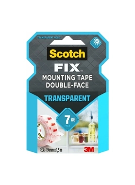 Scotch Brite - Exterior Double-Face Mounting Tape Clear 19mm x 1.5m