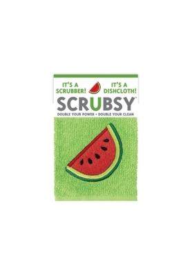 MuKitchen - Watermelon Scrubsy Scrubber Dish Cloth Green and Red 12 x 12 Inch