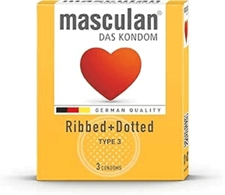 Masculan Ribbed Dotted Condoms Type 3 3 Pieces