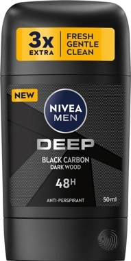 Nivea Men Deep Black Carbon Antiperspirant Stick 50ml