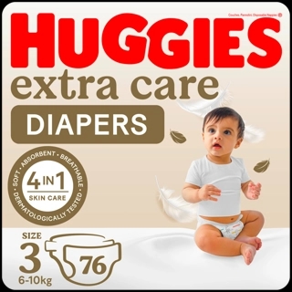 Huggies Extra Care Diapers 4-9kg 76 Pieces