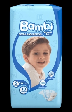 Bambi Dynamic Baby Diapers XXL 10 Diapers