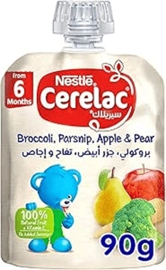 Nestle Cerelac Fruits & Vegetables Puree Pouch Broccoli Parsnip Apple & Pear 90G