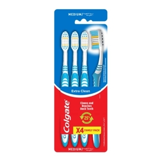 Colgate Extra Clean Toothbrush, Medium 4-Pack