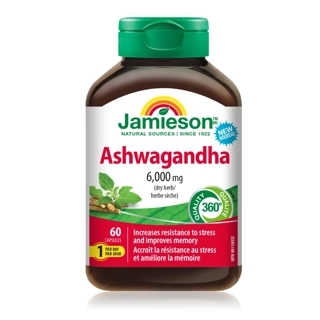 Jamieson Ashwagandha Capsules 6000mg 60 Count