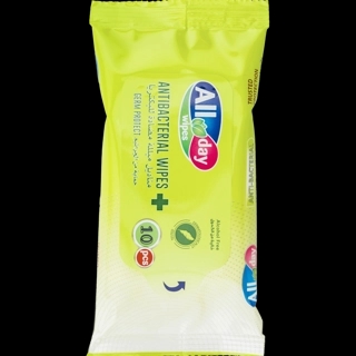 All Day Green Anti-Bacterial Wipes 10 Pieces