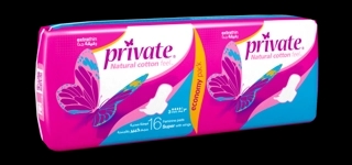 Private Natural Cotton Feel Extra-Thin Sanitary Pads 16 Pieces