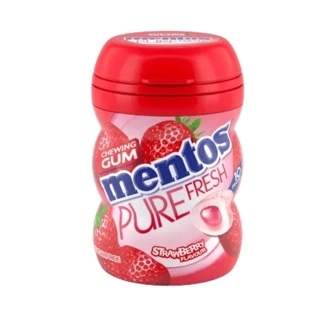 Mentos Pure Fresh Gum Strawberry Sugar-Free Bottle 50Pieces