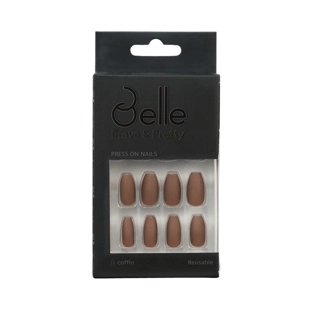 Belle Brave & Pretty Brown Coffin Press-On Nails 24 Pieces