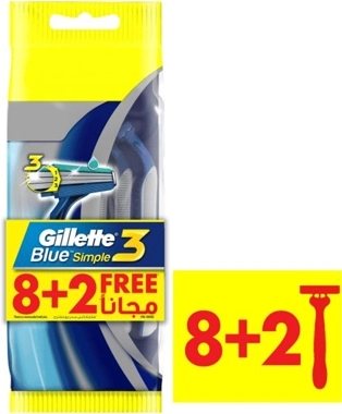 Gillette Blue Simple Men\'s Disposable Razors 10 Pieces