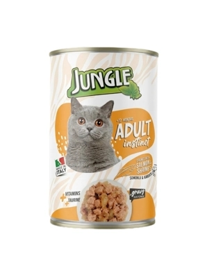 Jungle wet food for adult cats with salmon and shrimp 415g