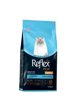 Reflex Plus Dry Food for Adult Cats with Salmon for Hairball Control 1.5kg