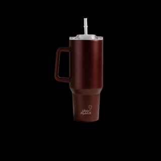 Address Thermal Tumbler - glossy Burgundy with Clear Lid & Straw