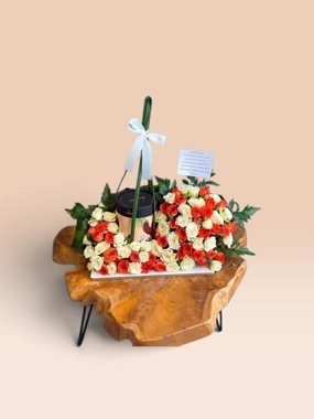 Anosh Chocolate Set with White & Orange Roses