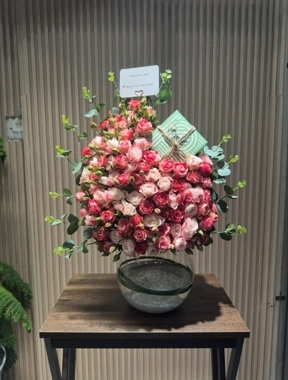 Vase with Flowers and Patchi Chocolate