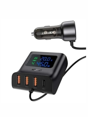 Acefast B11 138W USB-A USB-C Car Charger with 6 Ports - Black