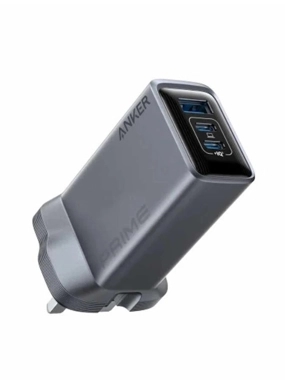 شاحن جداري انكر برايم بقوة 100 واط بمنفذين تايب سي ومنفذ يو اس بي - فضي