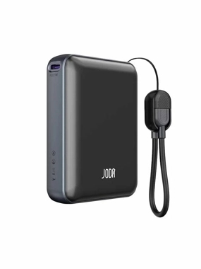 JODA Metix 22.5W 18000mAh Power Bank with Type-C Port and Built-in Type-C Cable - Black