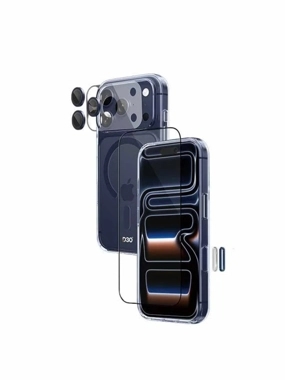 بكج ArmorPro اربعة في واحد ( كفر حماية ماج سيف ازرق + حماية شاشة شفافة + كفر للعدسات + حماية للعدسات ) للايفون 17 برو ماكس