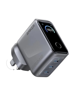 Anker Prime Charger, 160W 3-Port Compact USB C GaN Charger Block, Smart Display and Touch Control