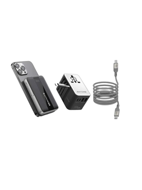 Bundles Ravpower RP-PC1076 5-in-1 Travel charger +10000mAh Qi2 15W Wireless Power Bank+ RP-CB1039 100W Magnetic Nylon USB-C to USB-C