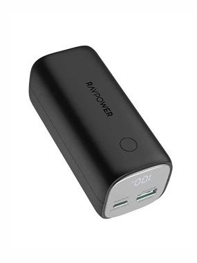 RAVPower 10000mAh 30W Power Bank with Type-C PD and USB Ports - Black