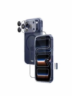 بكج ArmorPro اربعة في واحد ( كفر حماية ماج سيف ازرق + حماية شاشة شفافة + كفر للعدسات + حماية للعدسات ) للايفون 17 برو