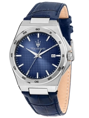 Maserati Men leather strap blue Watch - Velocita