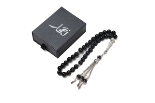 Black agate stone rosary