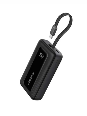 Anker Zolo 10000mAh 30W Power Bank with Type-C Port and Built-in Type-C Cable - Black