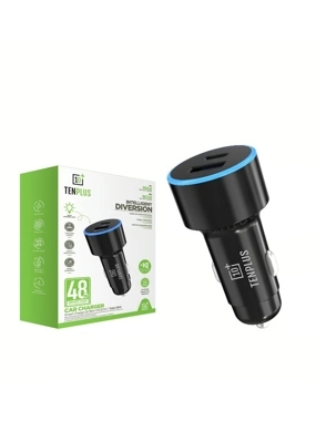48W 2-Port Car Charger - Ten Plus