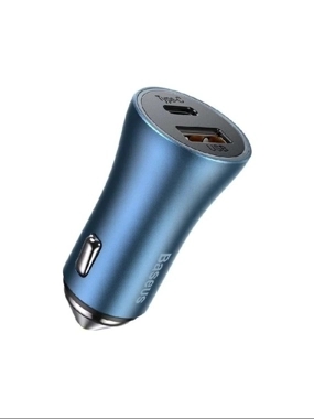 Baseus - Car Charger with Type-C and USB Port, 60W Total Power, Blue