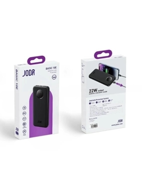 JODA 10,000mAh 22.5W Power Bank with Two USB Ports and a Type-C Port – Black