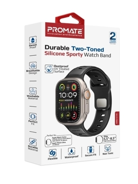 Purmate Sailyband sports watch strap, made of silicone, black color