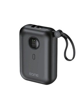 EONE 10000mAh Power Bank, 22.5W Fast Charging, Compact Size, with Type-C Cable and iPhone Cable, Black