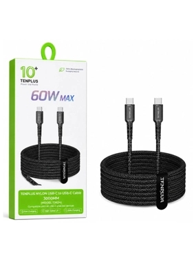 Ten Plus 3-Meter USB-C to USB-C Cable – 60W