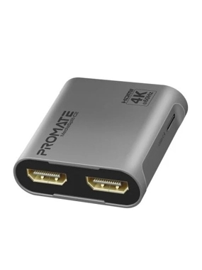 The best dual-output HDMI splitter with 4K high-definition output for transmitting audio and video signals, featuring a lightweight and compact design: Promate MediaSplit-C2