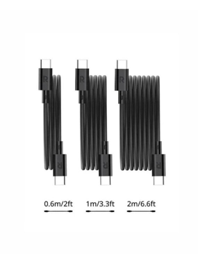 RAVPower - 3-Pack Type-C to Type-C Cables 0.6m + 1m + 2m - Black