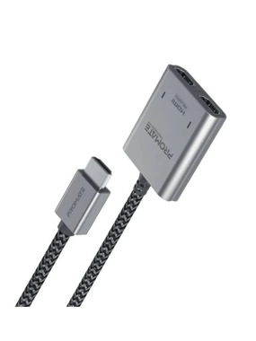 Promate MediaSplite Splitter Cable with Dual Ports, Compact Design, Nylon Braided Cable Length